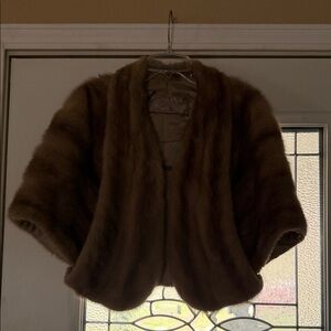 Elegant Gray Fur Women's Poncho